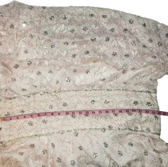 Vtg Judith Ann Plus Pink Dress Sz 2X 18-20 Floral Bead Sequin Drop Waist Flapper - Picture 16 of 16